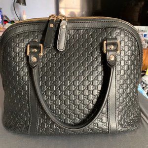 Black Lether Gucci Gussimo double handle bag